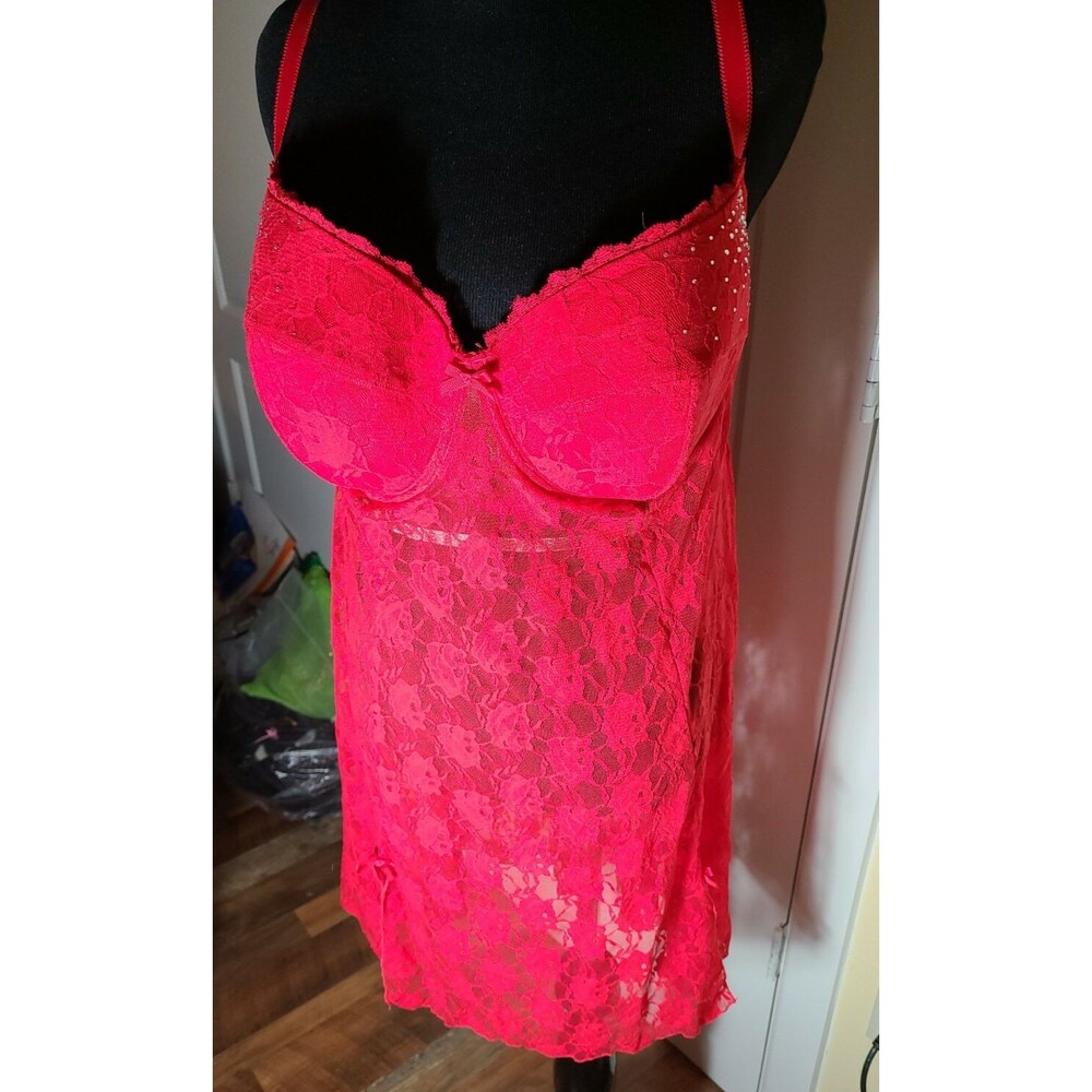 Smart & Sexy Sleepwear Women Lingerie Nightie Nighty Gown 40D Hot red Lace